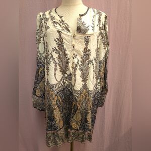 Luukse Women's Bohemian Paisley Long Sleeve Romper-(Large)